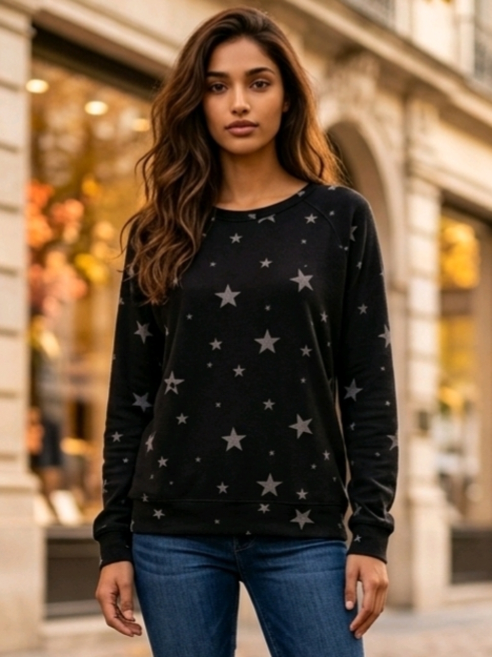 Buffalo David Bitton Women's Star Print Cozy Top Crewneck Longsleeve Pullover XL